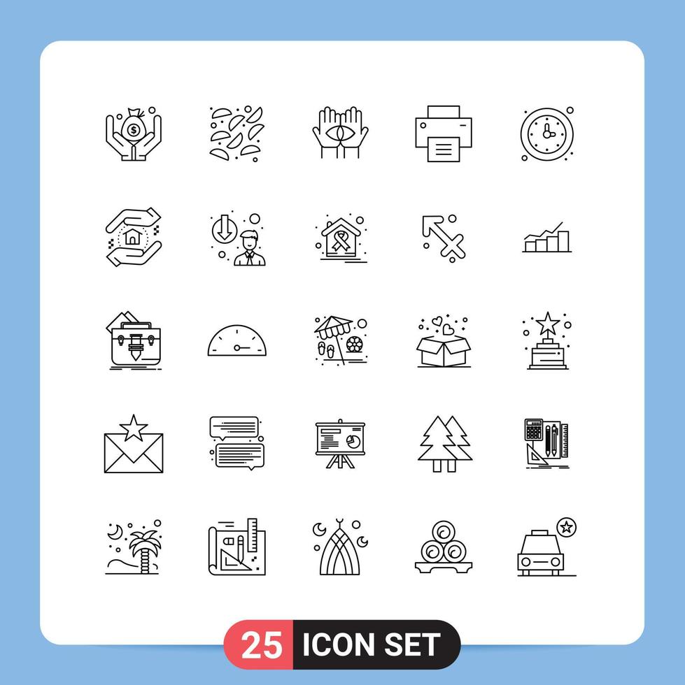Pictogram Set of 25 Simple Lines of time clock medium user interface Editable Vector Design Elements