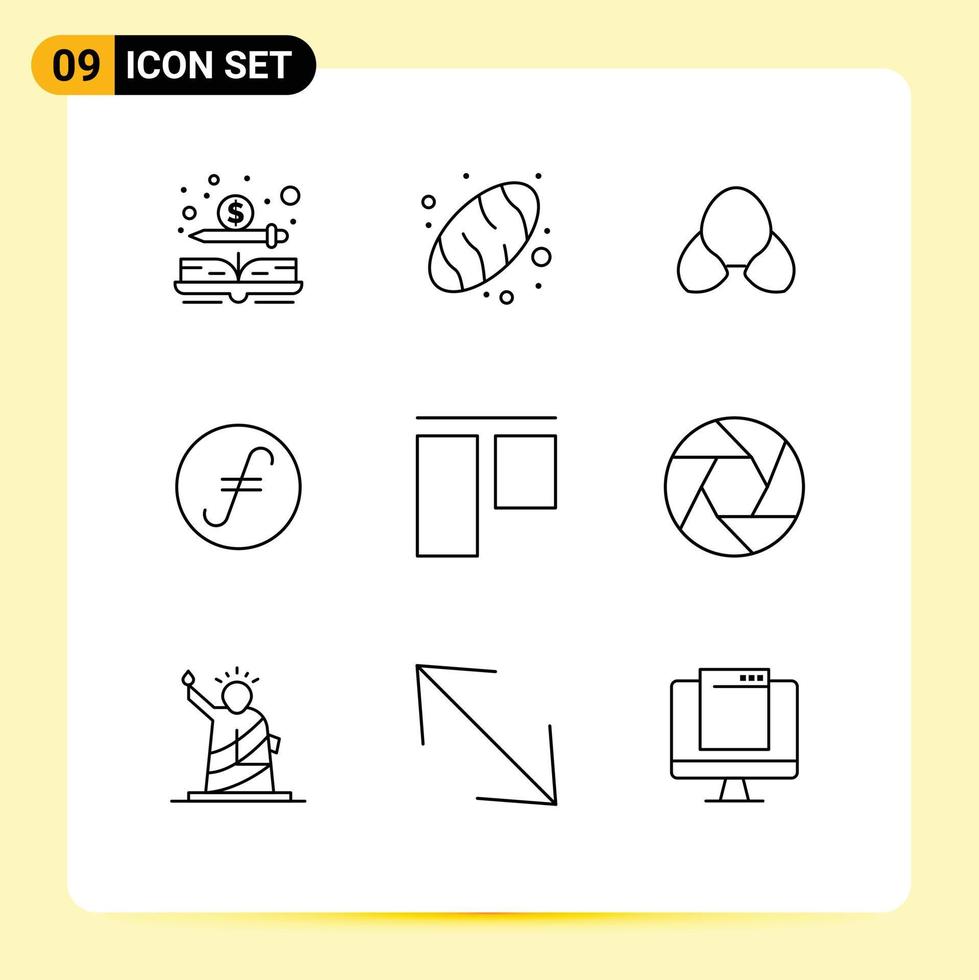 Set of 9 Modern UI Icons Symbols Signs for top crypto currency beach crypto fair coin Editable Vector Design Elements