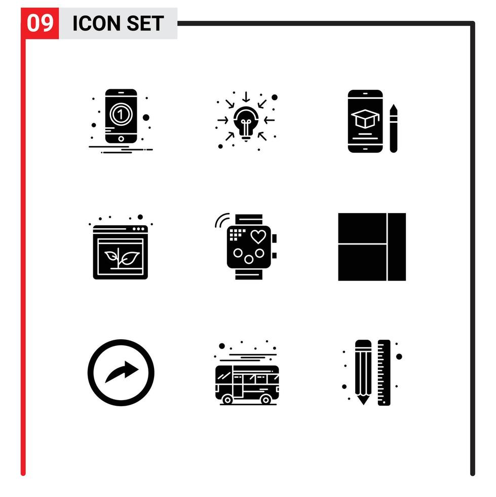 9 Creative Icons Modern Signs and Symbols of activity growth cap browser pencil Editable Vector Design Elements
