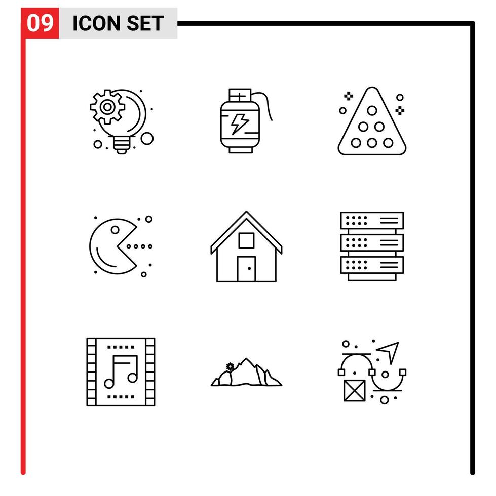 9 Outline concept for Websites Mobile and Apps contact us play pool game pacman Editable Vector Design Elements