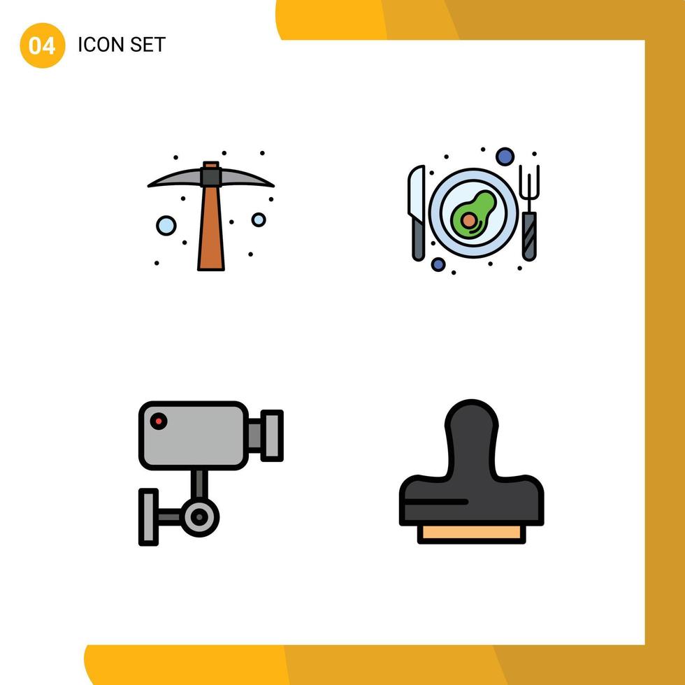 Set of 4 Modern UI Icons Symbols Signs for hard work security tool egg wall Editable Vector Design Elements