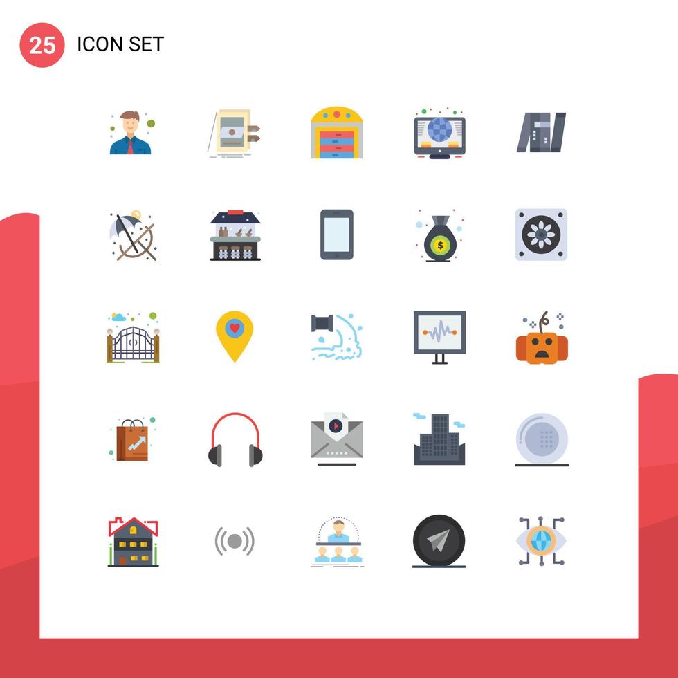 Modern Set of 25 Flat Colors and symbols such as bot artificial city coins global Editable Vector Design Elements