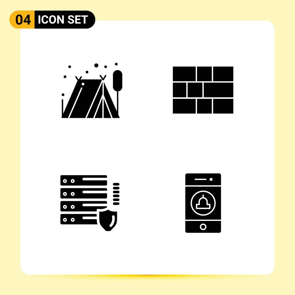 Universal Solid Glyphs Set for Web and Mobile Applications camping security firewall gdpr signaling Editable Vector Design Elements