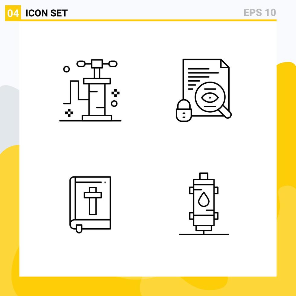Stock Vector Icon Pack of 4 Line Signs and Symbols for pump easter file surveillance heater Editable Vector Design Elements