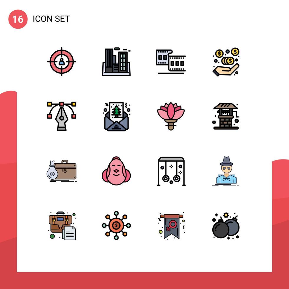 Set of 16 Modern UI Icons Symbols Signs for design investment building commission film Editable Creative Vector Design Elements