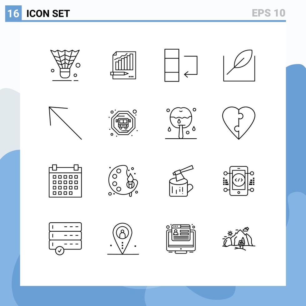 Modern Set of 16 Outlines and symbols such as tree leaf business swap column Editable Vector Design Elements