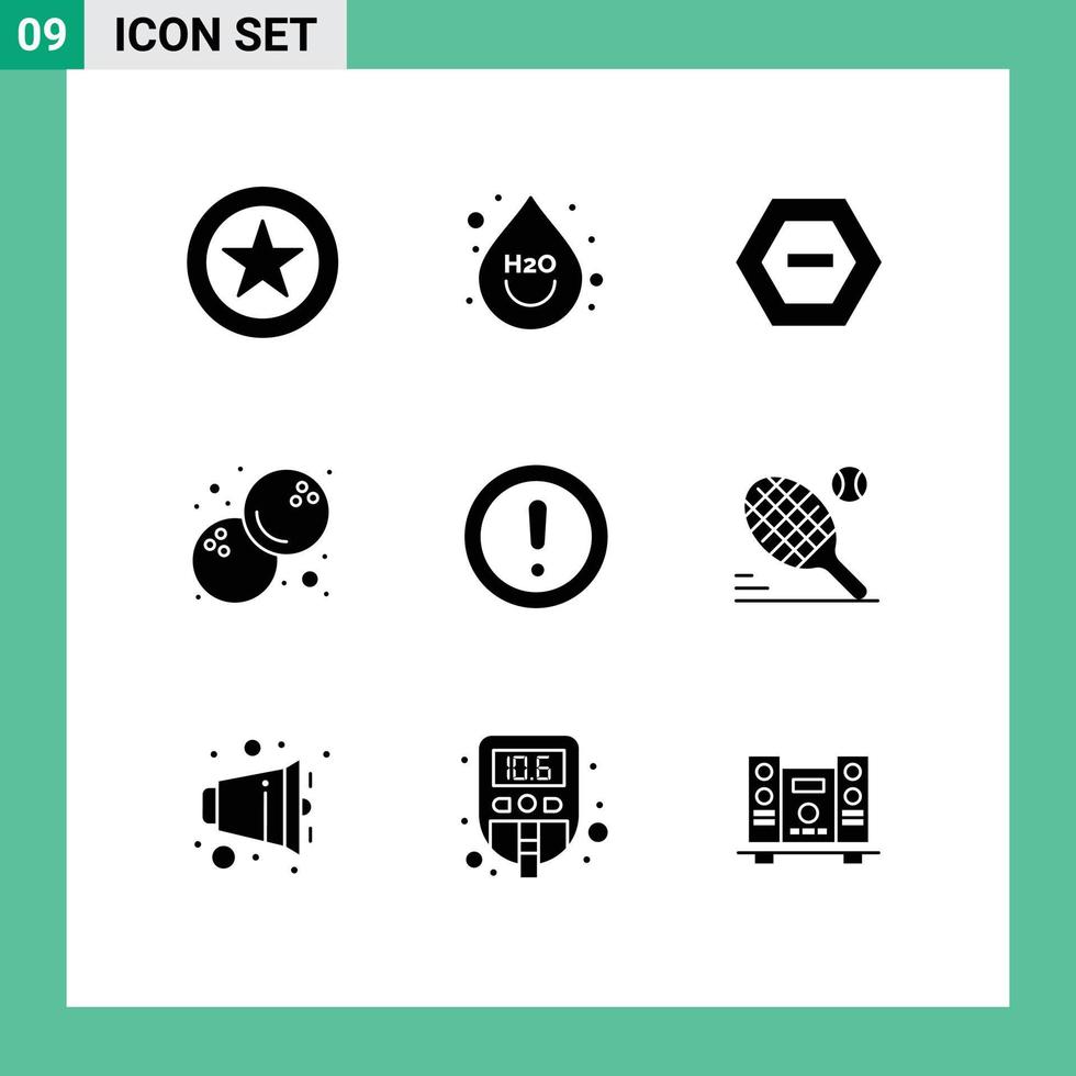 Modern Set of 9 Solid Glyphs and symbols such as support note minus info fruits Editable Vector Design Elements