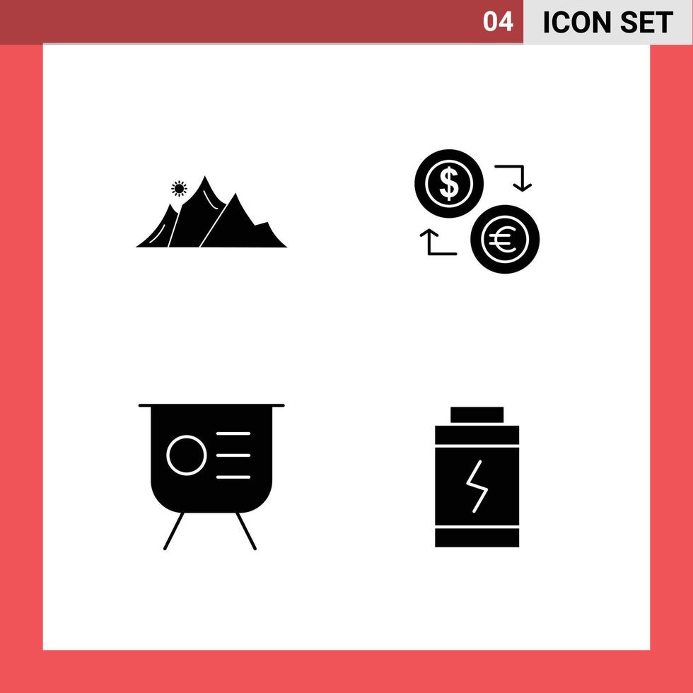 Set of Modern UI Icons Symbols Signs for hill euro mountain coins financial Editable Vector Design Elements