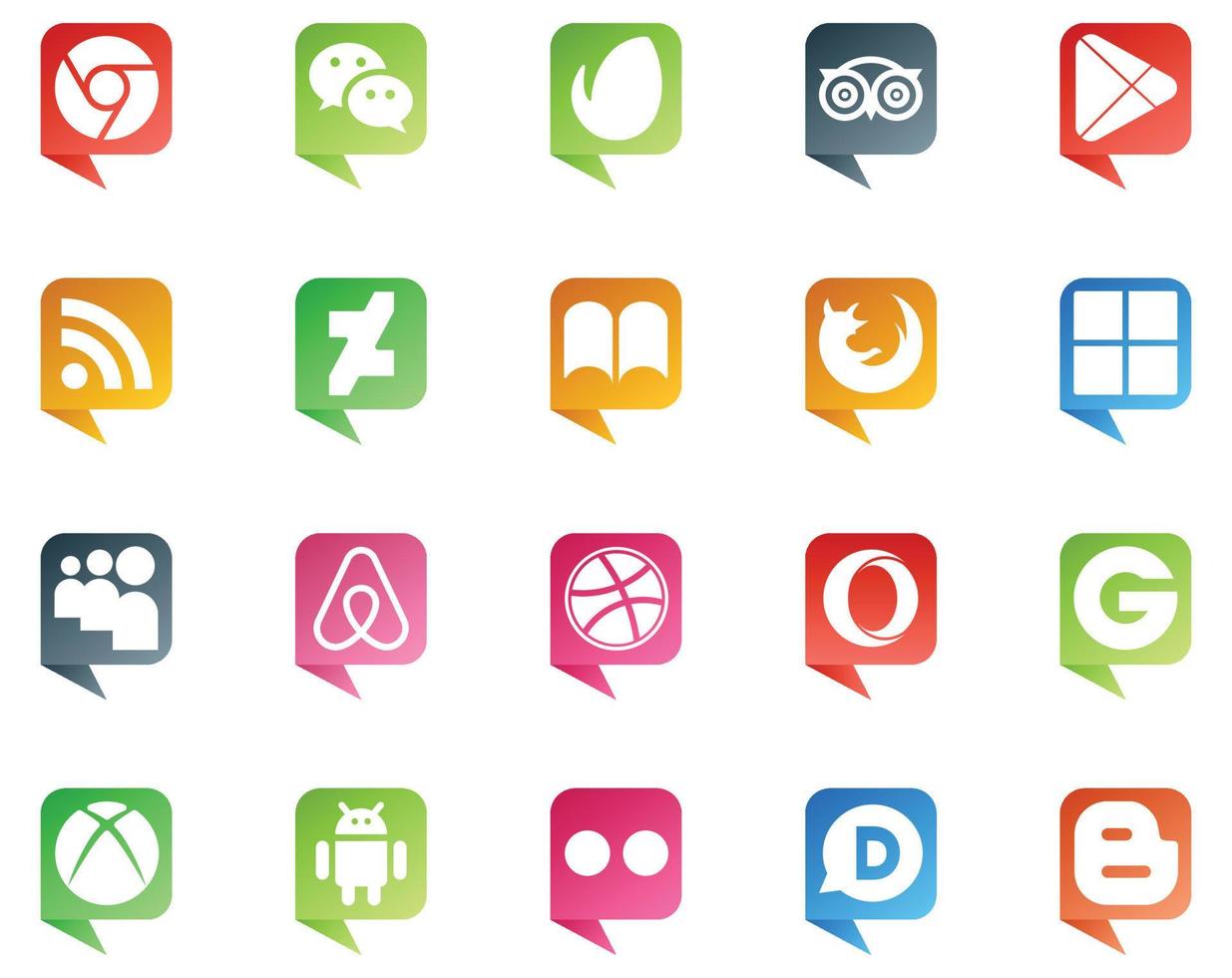 20 Social Media Speech Bubble Style Logo like opera air bnb rss myspace browser vector