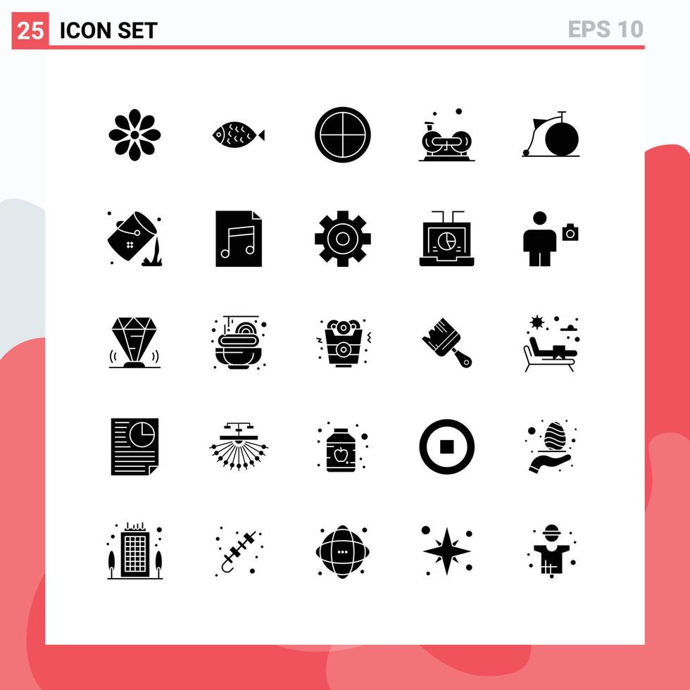 25 Solid Glyph concept for Websites Mobile and Apps gym exercise eat cycling soldier Editable Vector Design Elements
