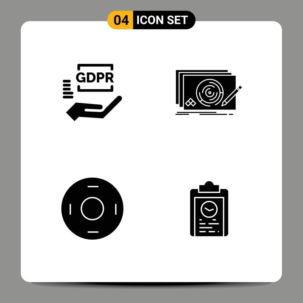 Modern Set of 4 Solid Glyphs and symbols such as compliance cosmos protection new symbolism Editable Vector Design Elements