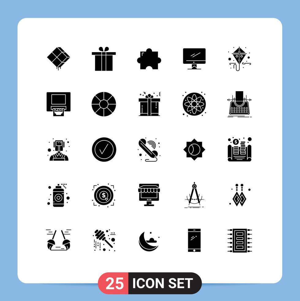 Set of 25 Modern UI Icons Symbols Signs for kite pc add on imac monitor Editable Vector Design Elements