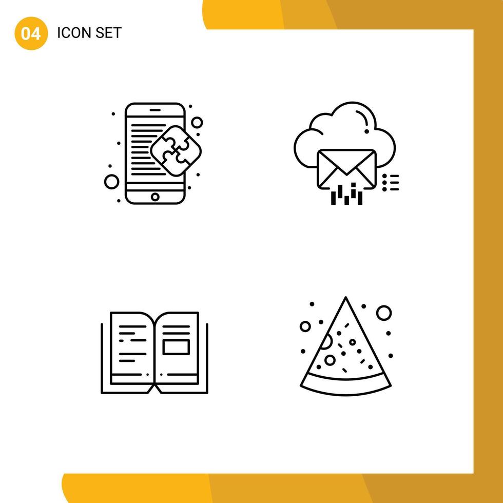 4 Universal Filledline Flat Colors Set for Web and Mobile Applications creative message mobile mail education Editable Vector Design Elements