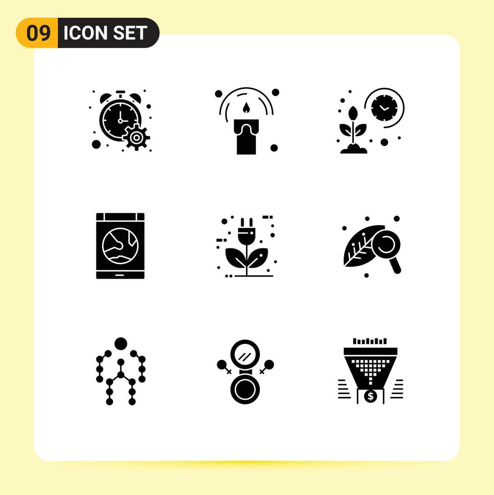 Pack of 9 creative Solid Glyphs of smartphone internet farm connection smart Editable Vector Design Elements