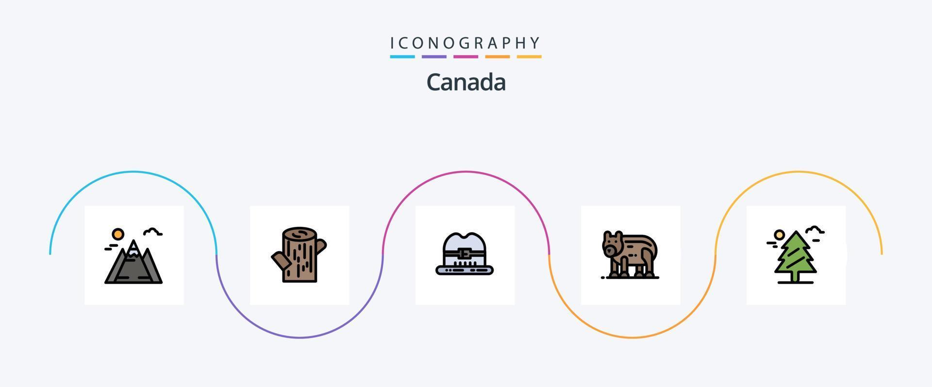 Canada Line Filled Flat 5 Icon Pack Including . weald. canada. tree. canada vector