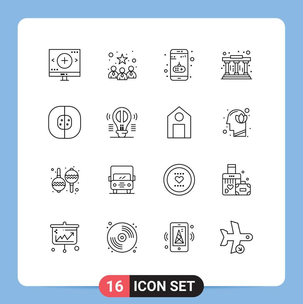 Set of 16 Modern UI Icons Symbols Signs for biology learning best team pillars mobile Editable Vector Design Elements