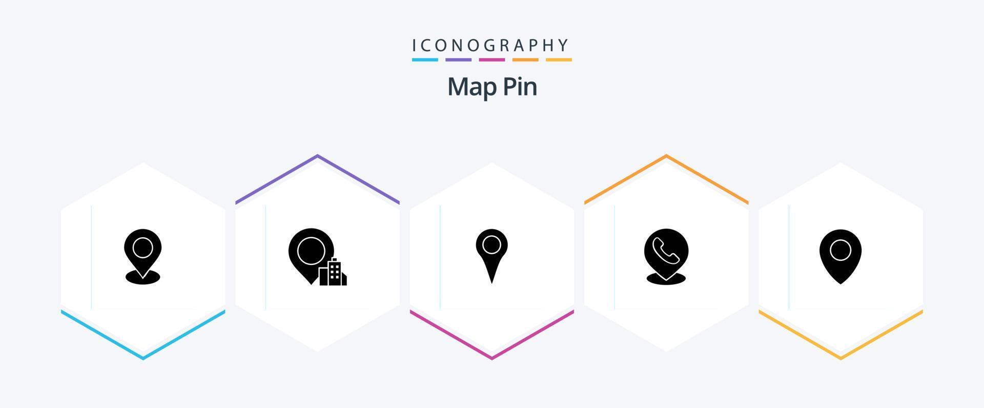 Map Pin 25 Glyph icon pack including pin. location. location. location. phone vector