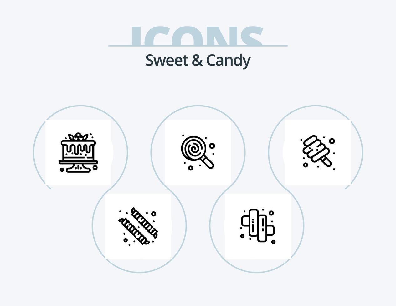 Sweet And Candy Line Icon Pack 5 Icon Design. food. cake. cafe. cafe. restaurant vector