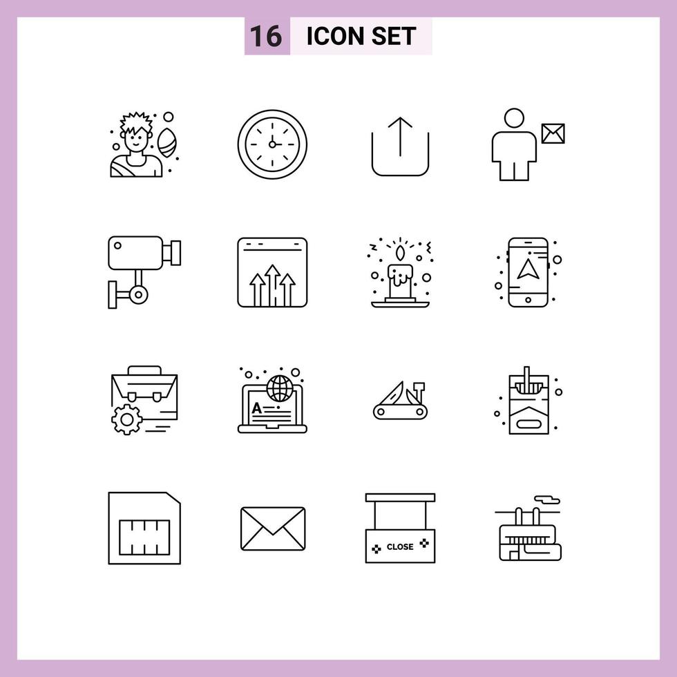 Set of 16 Vector Outlines on Grid for security cam up letter envelope Editable Vector Design Elements