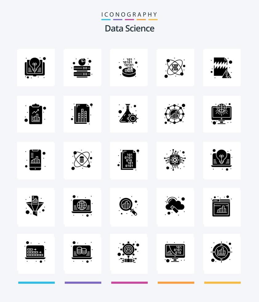 creativo datos Ciencias 25 glifo sólido negro icono paquete tal como documento. servidor. servidor. estante. portón vector