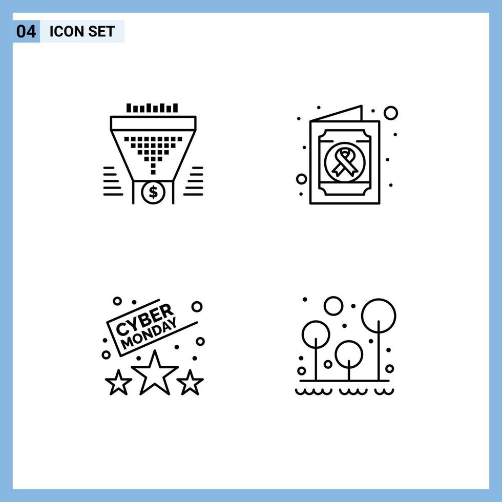 4 Creative Icons Modern Signs and Symbols of filter sale dollar medical time Editable Vector Design Elements