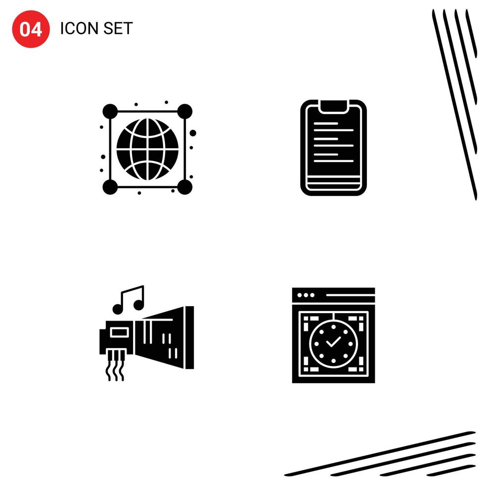 4 Solid Glyph concept for Websites Mobile and Apps earth blaster connections board hardware Editable Vector Design Elements