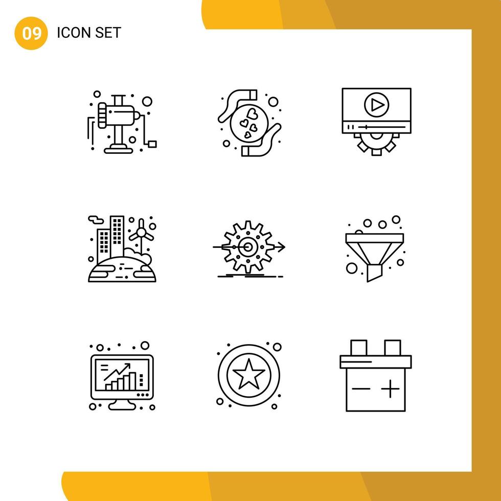 9 Creative Icons Modern Signs and Symbols of work performance play wind renewable Editable Vector Design Elements