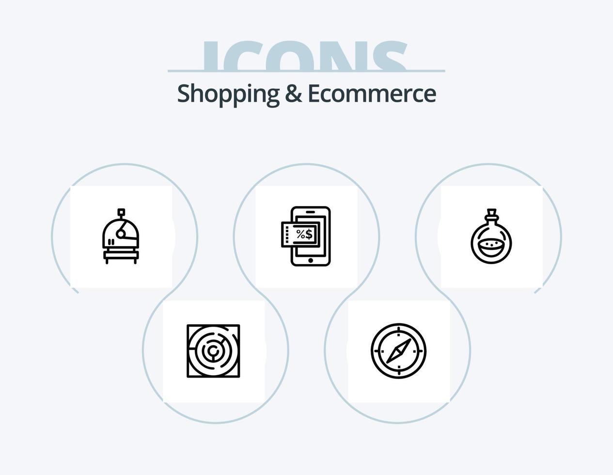 compras y comercio electrónico línea icono paquete 5 5 icono diseño. paquete. etiqueta. globo. información. mundo vector