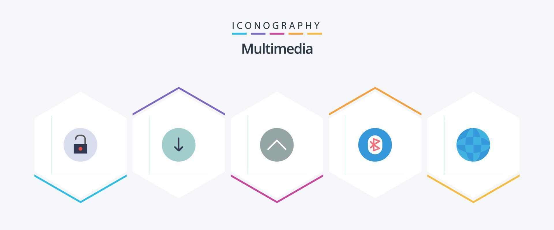 Multimedia 25 Flat icon pack including internet. system. up. multimedia. bluetooth vector