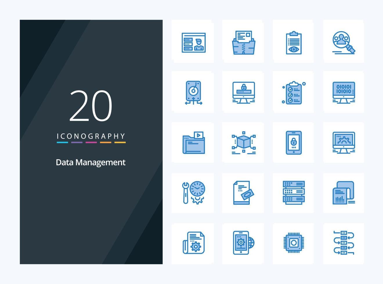 20 Data Management Blue Color icon for presentation vector