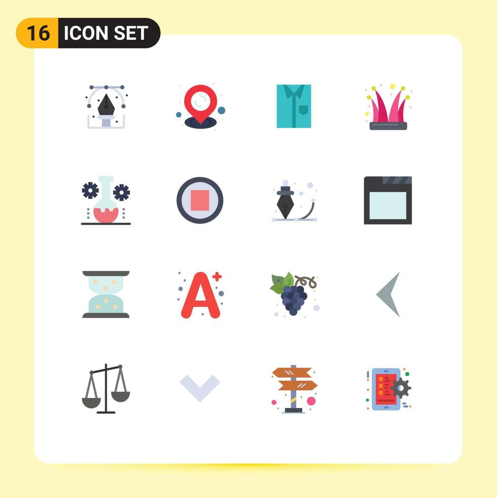 Set of 16 Modern UI Icons Symbols Signs for jester buffoon shirt wear fashion Editable Pack of Creative Vector Design Elements