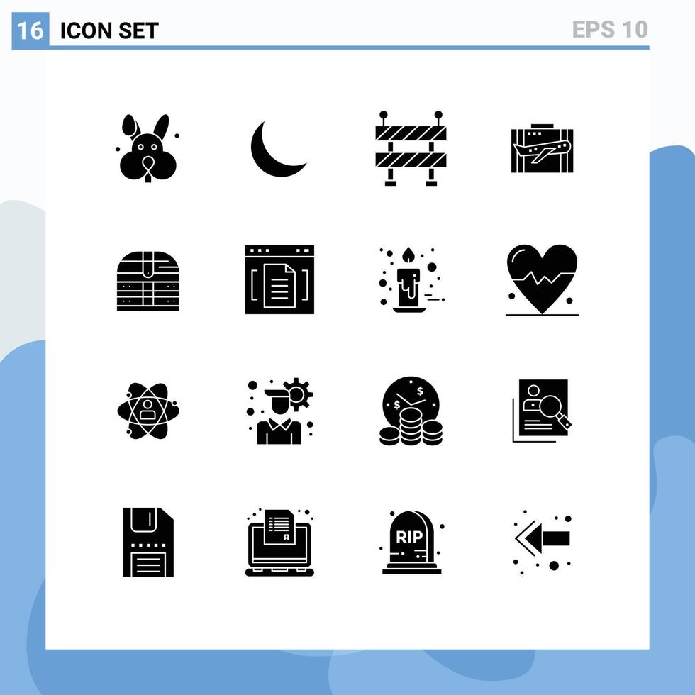 Modern Set of 16 Solid Glyphs and symbols such as money suitcase road portfolio case Editable Vector Design Elements