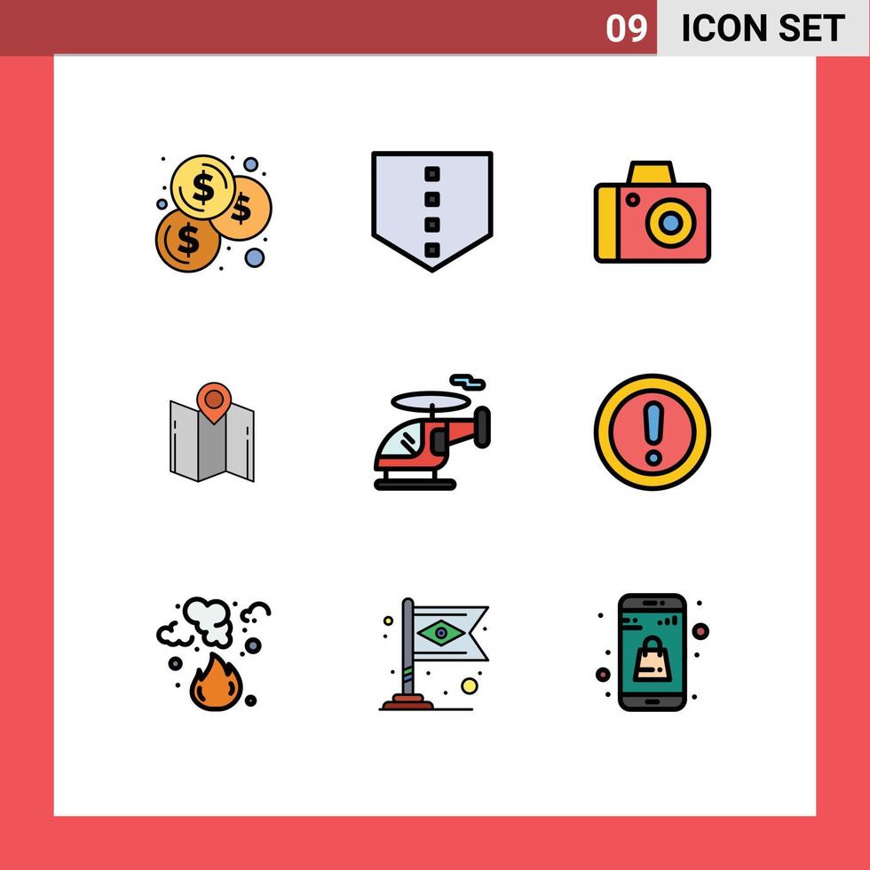 Set of 9 Modern UI Icons Symbols Signs for info vehicle map transport pointer Editable Vector Design Elements