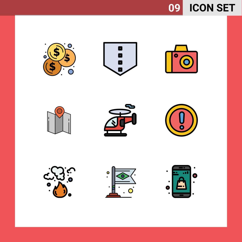 conjunto de 9 9 moderno ui íconos símbolos señales para informacion vehículo mapa transporte puntero editable vector diseño elementos
