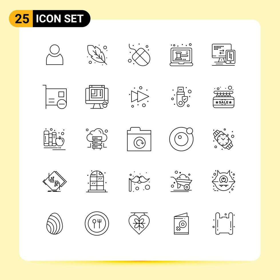 25 Line concept for Websites Mobile and Apps card mobile mouse monitor shop Editable Vector Design Elements