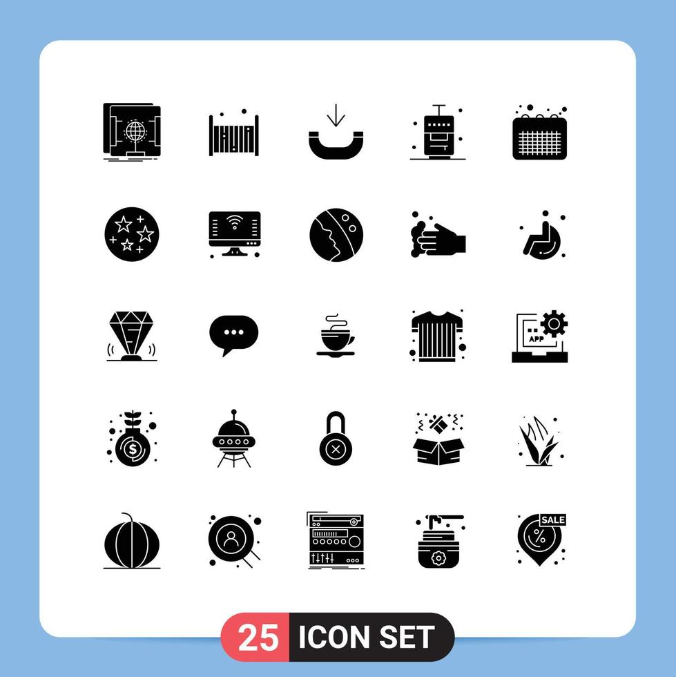 Group of 25 Solid Glyphs Signs and Symbols for event business call vacation suitcase Editable Vector Design Elements