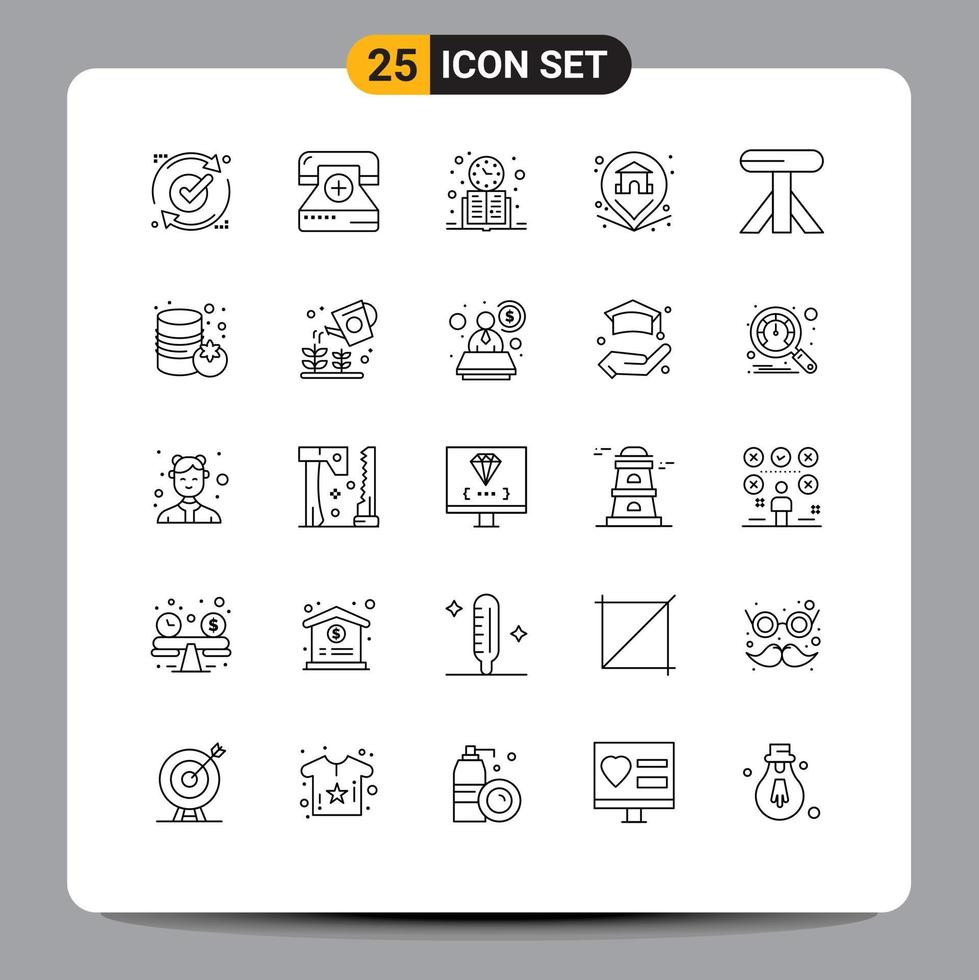 Group of 25 Lines Signs and Symbols for property location form study time learning Editable Vector Design Elements