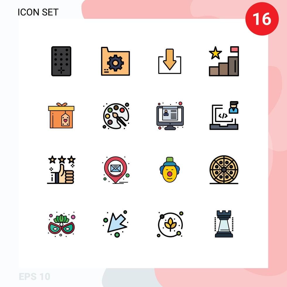 16 Creative Icons Modern Signs and Symbols of surprize gift box arrow positions analytics Editable Creative Vector Design Elements