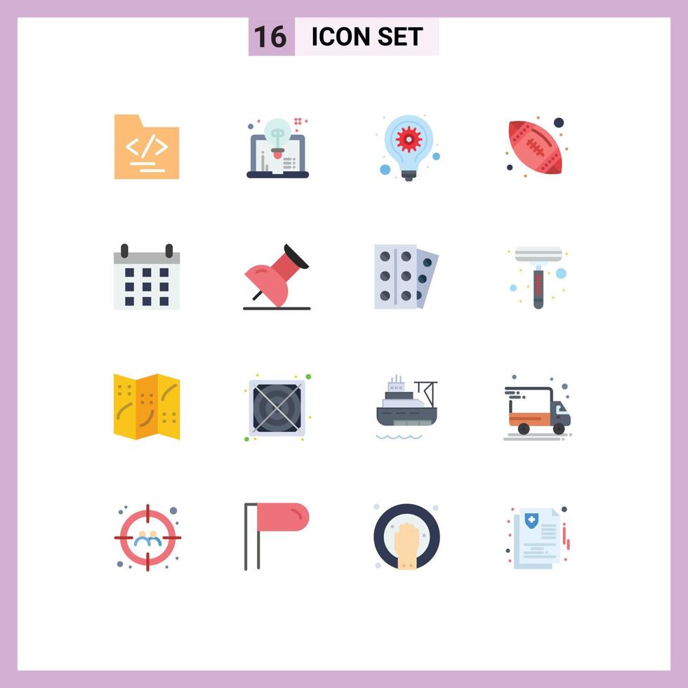 Flat Color Pack of 16 Universal Symbols of marker holidays idea calendar ball Editable Pack of Creative Vector Design Elements