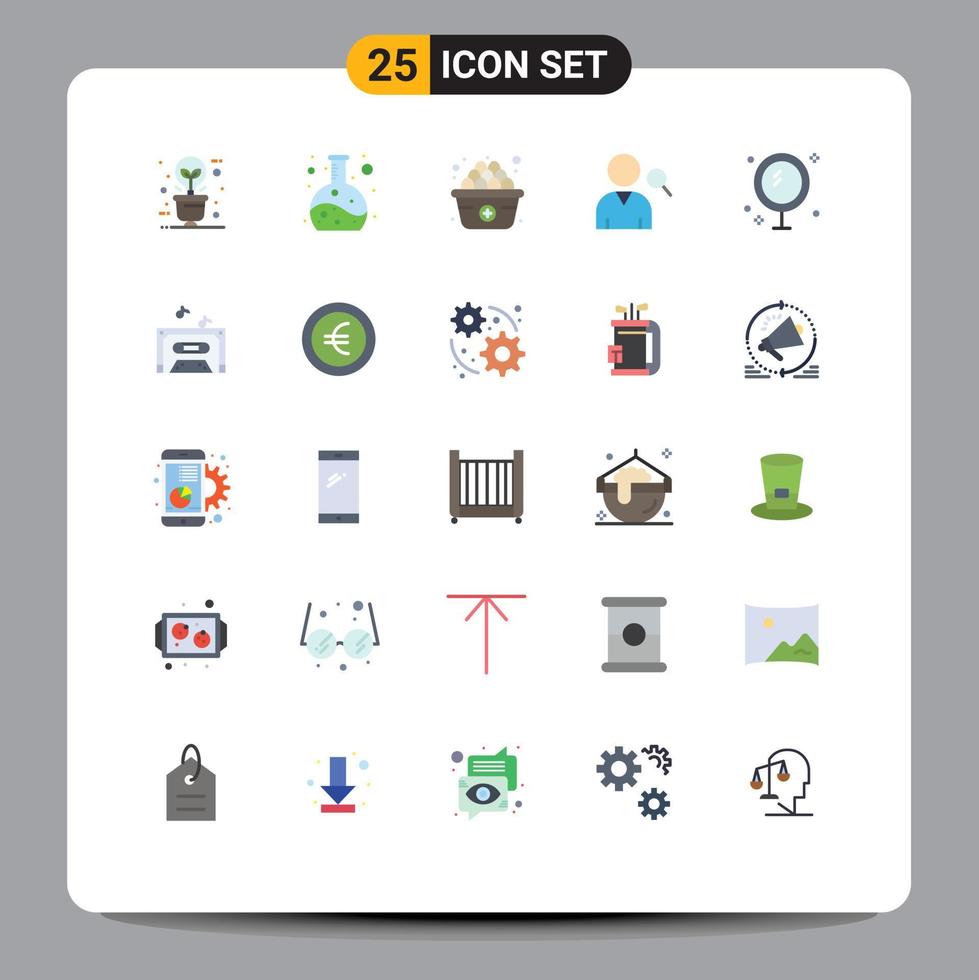 Group of 25 Flat Colors Signs and Symbols for mirror bathroom diet bath search Editable Vector Design Elements
