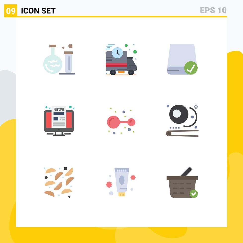 Editable Vector Line Pack of 9 Simple Flat Colors of atoms news computers monitor gadget Editable Vector Design Elements