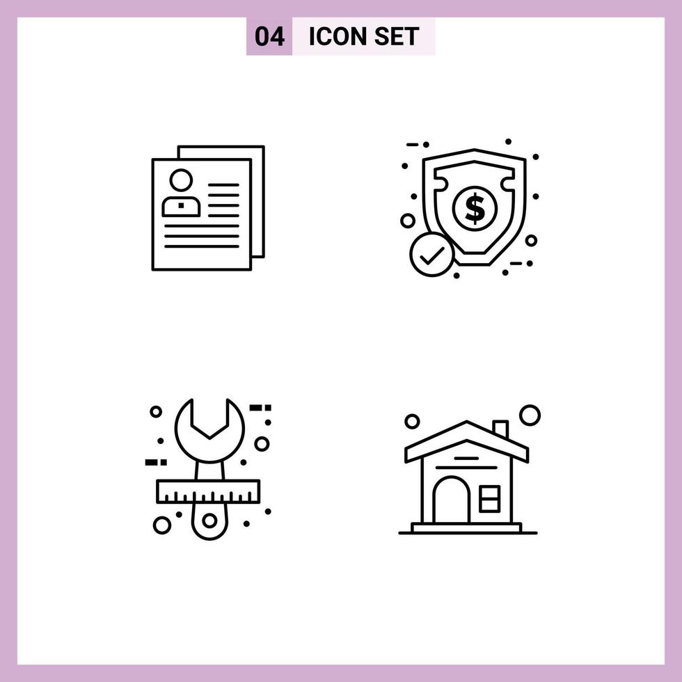 Modern Set of 4 Filledline Flat Colors and symbols such as profile security delete money creative Editable Vector Design Elements
