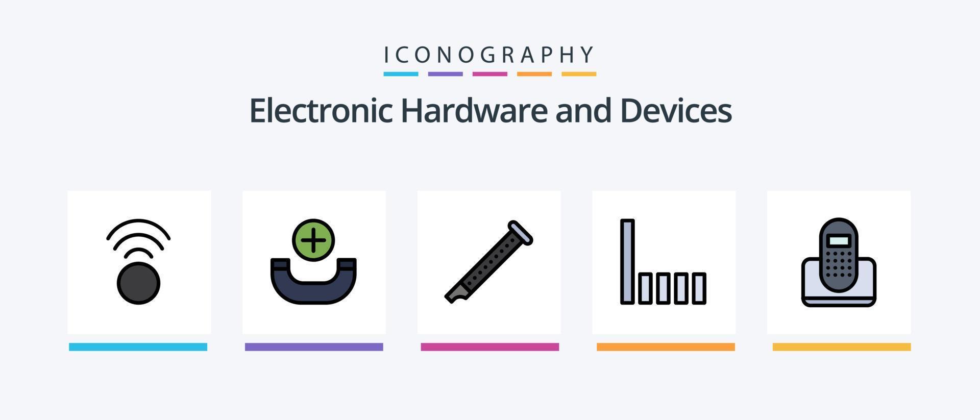 Devices Line Filled 5 Icon Pack Including . phone. connection. device. communication. Creative Icons Design vector