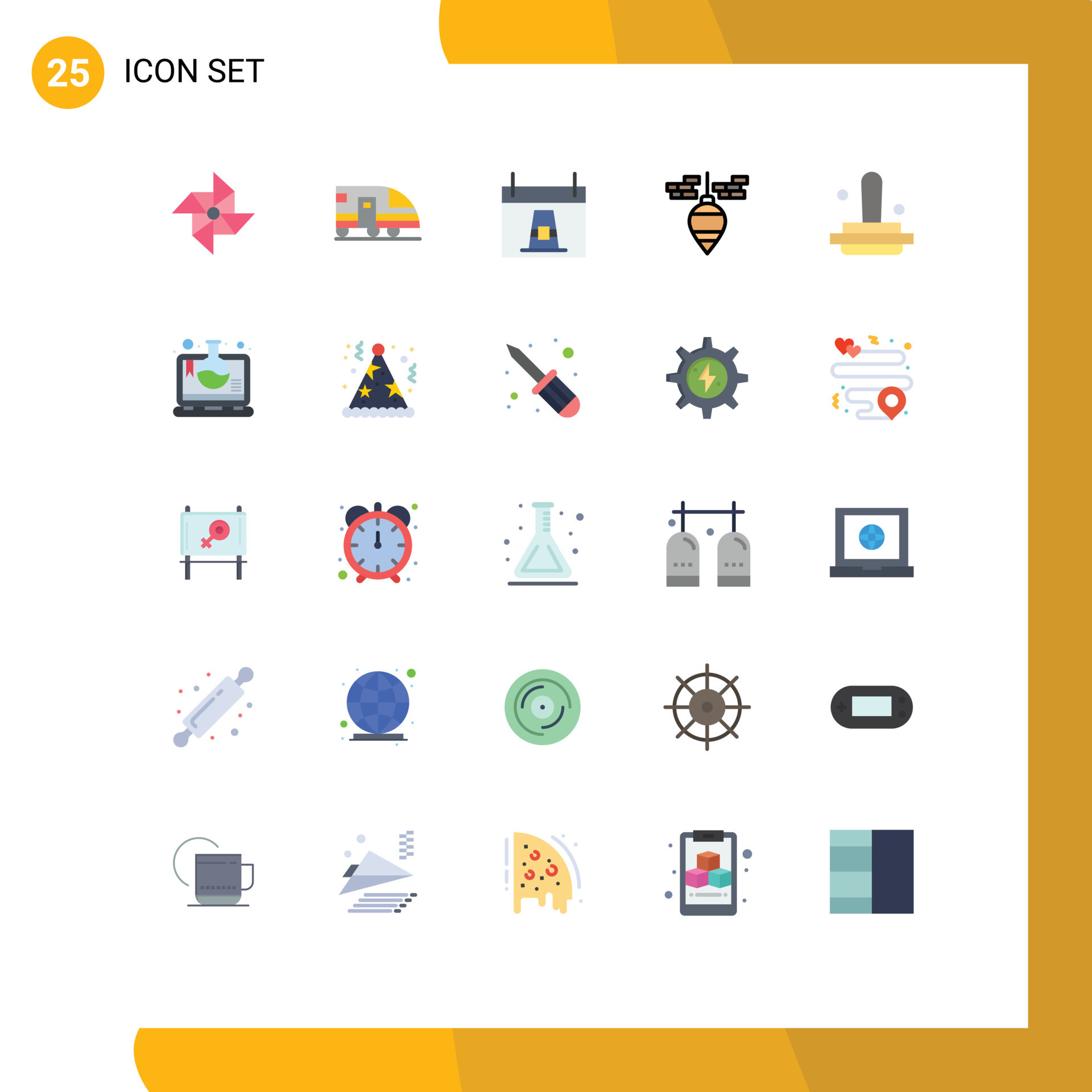 25 Flat Color concept for sites Mobile and Apps finance tool day