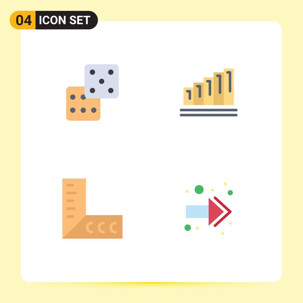 Universal Icon Symbols Group of 4 Modern Flat Icons of casino tools analytics business back Editable Vector Design Elements