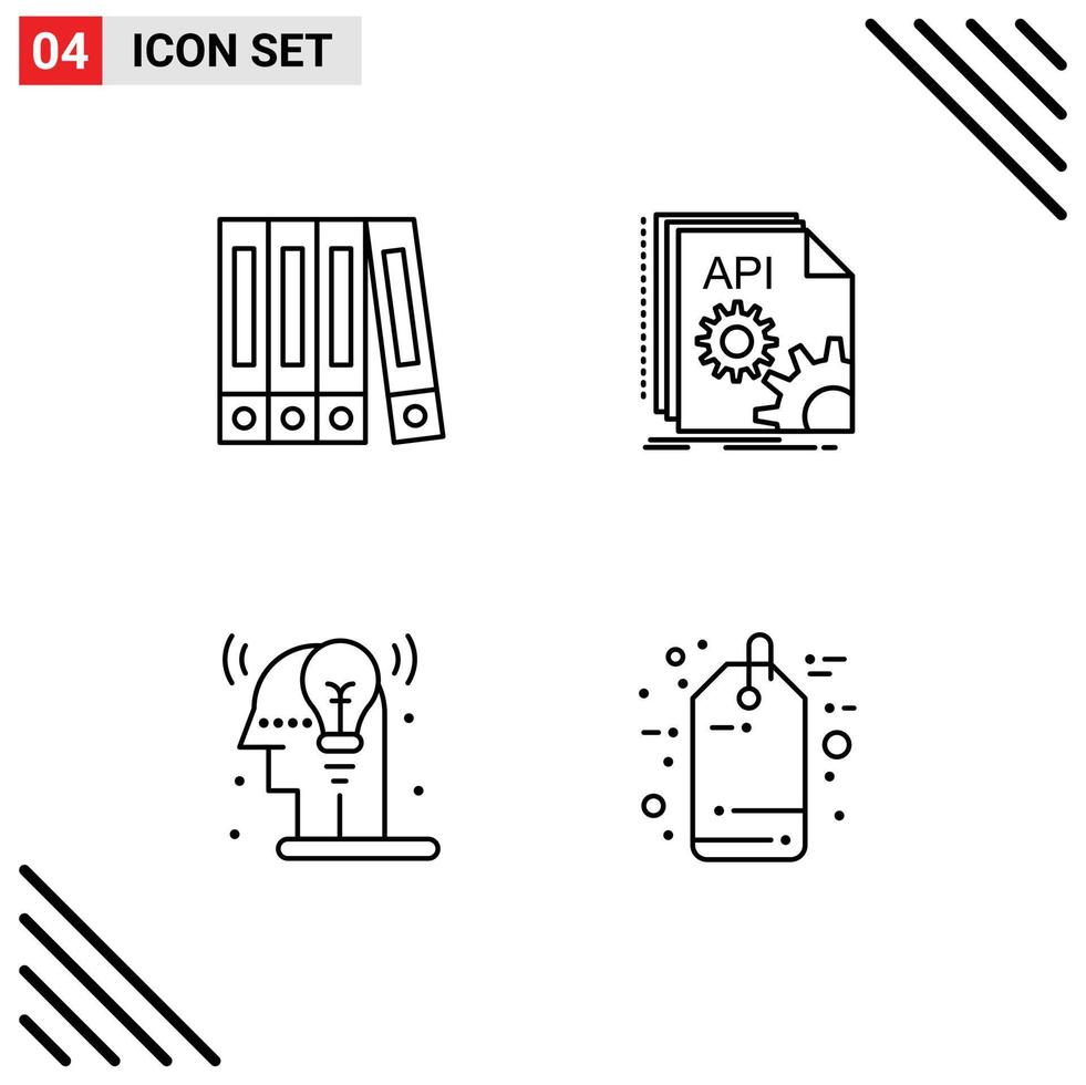 Modern Set of 4 Filledline Flat Colors Pictograph of file man app software black friday Editable Vector Design Elements