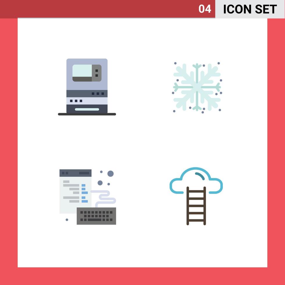 Editable Vector Line Pack of 4 Simple Flat Icons of atm browser money snow development Editable Vector Design Elements