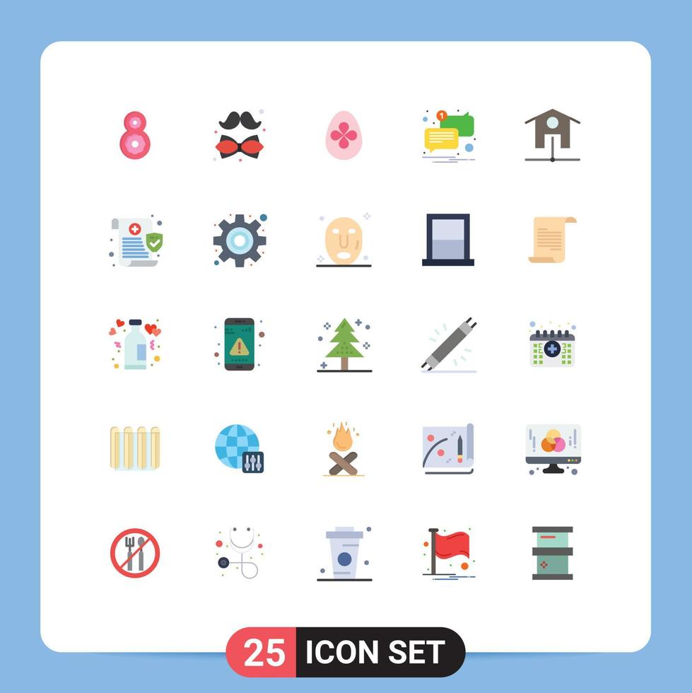 Editable Vector Line Pack of 25 Simple Flat Colors of smart house unread decoration message chat Editable Vector Design Elements