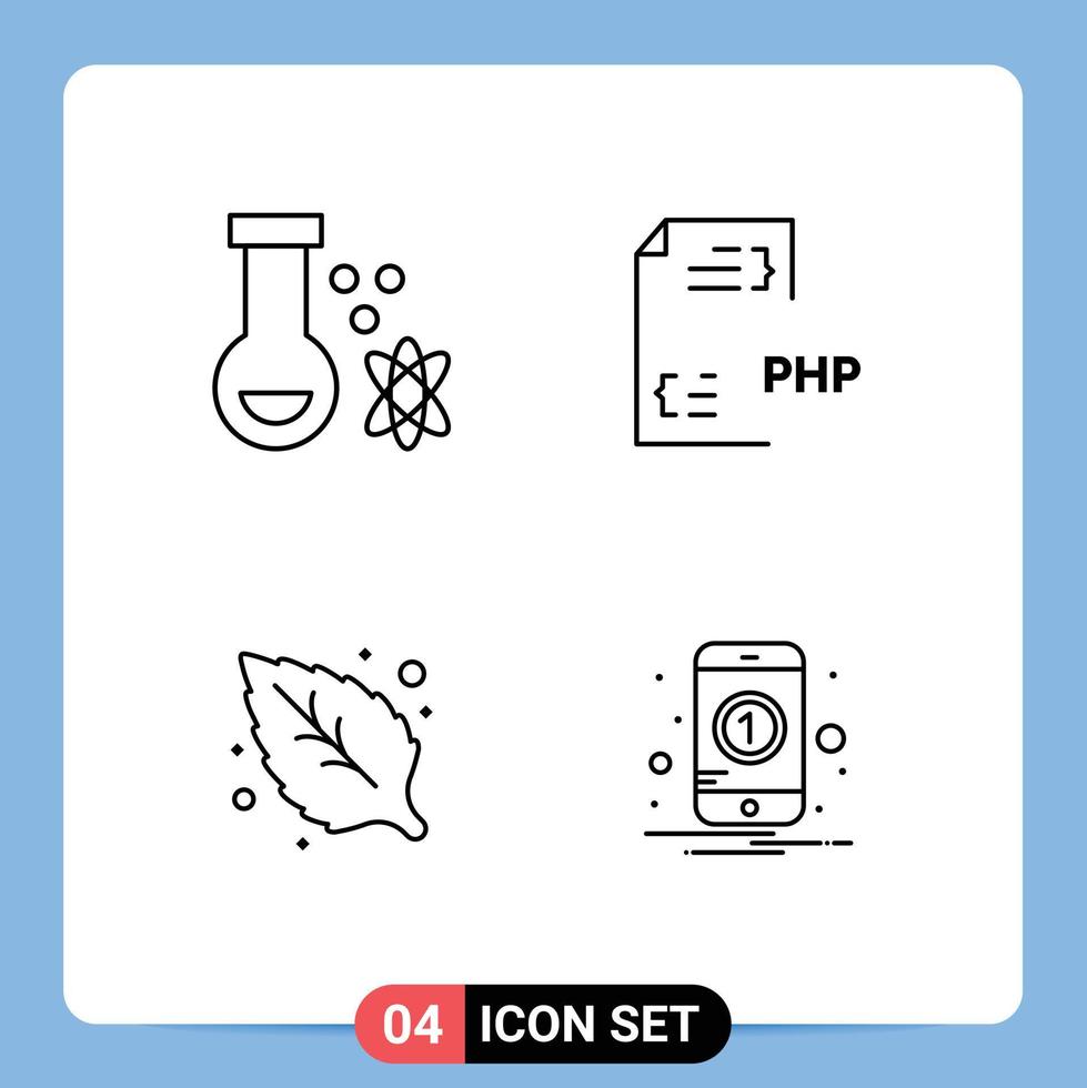 4 Creative Icons Modern Signs and Symbols of atom environment space development leaf Editable Vector Design Elements