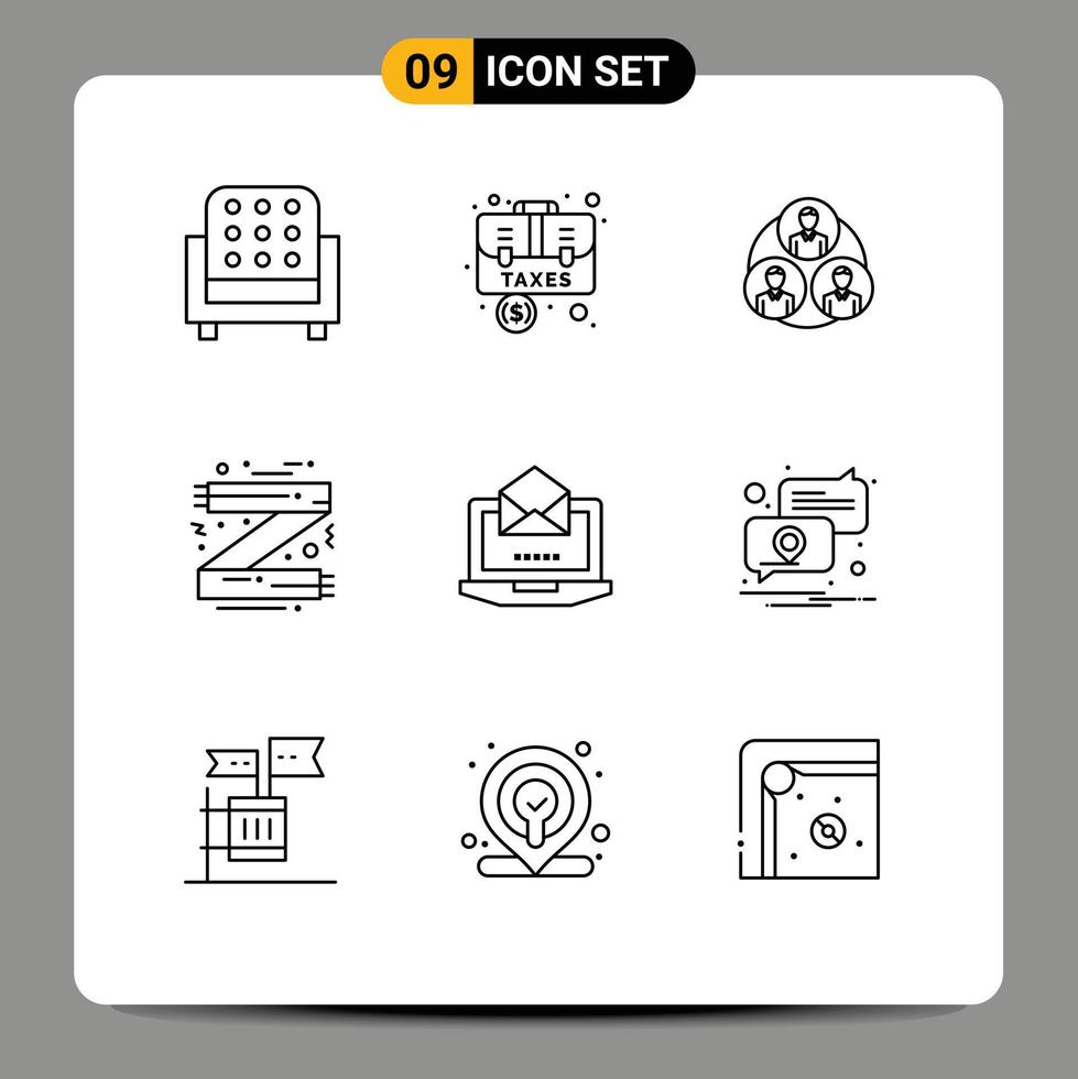 Universal Icon Symbols Group of 9 Modern Outlines of scarf clothes case christmas circle Editable Vector Design Elements
